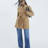 Petite Brown Short Belted Wrap Coat
