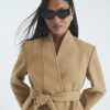 Petite Brown Short Belted Wrap Coat