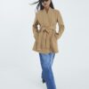 Petite Brown Short Belted Wrap Coat
