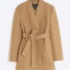 Petite Brown Short Belted Wrap Coat