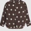 Petite Brown Spot Print Long Sleeve Shirt