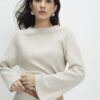 Petite Cream Cosy Bubble Hem Rib Top