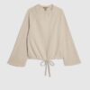 Petite Cream Cosy Bubble Hem Rib Top