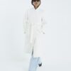 Petite Cream Notch Collar Belted Wrap Coat