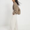 Petite Cream Premium Wide Leg Joggers