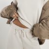 Petite Cream Premium Wide Leg Joggers