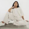 Petite Cream Premium Wide Leg Joggers