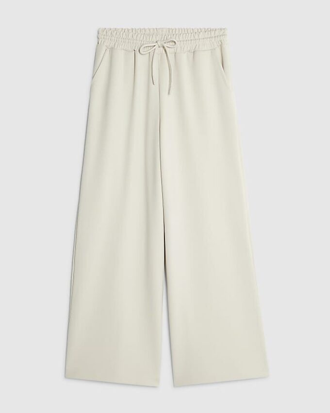 Petite Cream Premium Wide Leg Joggers