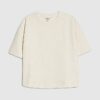 Petite Cream Short Sleeve Jacquard T-shirt