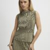 Petite Green Plisse Sleeveless Wrap Top