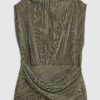 Petite Green Plisse Sleeveless Wrap Top