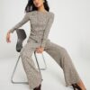 Petite Grey Textured Wide Leg Trousers