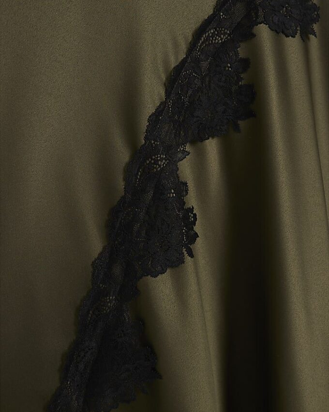 Petite Khaki Lace Hybrid Drape Maxi Dress Petite Khaki Lace Hybrid Drape Maxi Dress