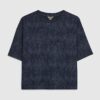 Petite Navy Premium Crinkle Boxy T-Shirt