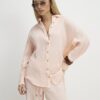 Petite Pink Crinkle Long Sleeve Beach Shirt