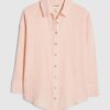 Petite Pink Crinkle Long Sleeve Beach Shirt