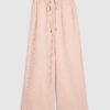 Petite Pink Crinkle Wide Leg Trousers