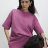 Petite Pink Jacquard Boxy T-Shirt