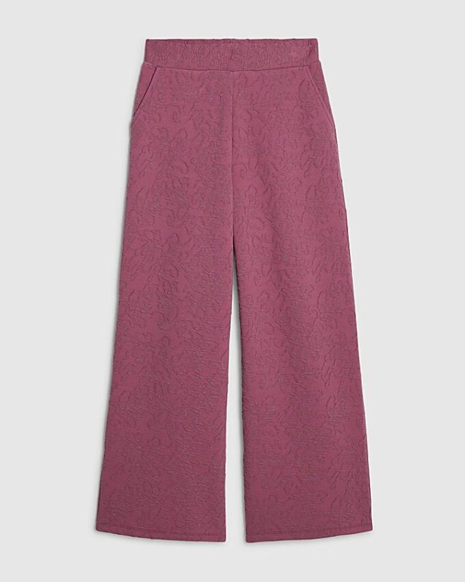 Petite Pink Jacquard Wide Leg Trousers