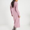 Petite Pink Long Sleeve Cosy Twist Midi Dress