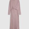 Petite Pink Long Sleeve Cosy Twist Midi Dress