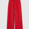 Petite Red Linen Trousers