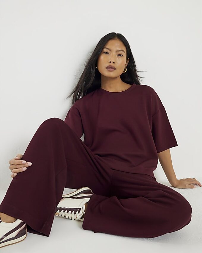 Petite Red Premium Wide Leg Joggers Petite Red Premium Wide Leg Joggers