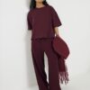 Petite Red Premium Wide Leg Joggers Petite Red Premium Wide Leg Joggers
