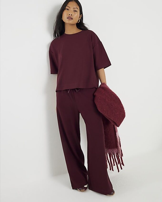 Petite Red Premium Wide Leg Joggers Petite Red Premium Wide Leg Joggers