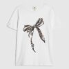 Petite White Leopard Print Bow T-shirt
