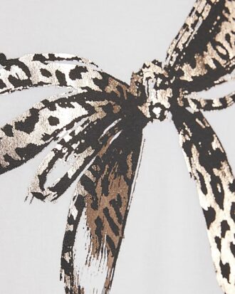 Petite White Leopard Print Bow T-shirt