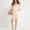Pink Belted Mini Shirt Dress