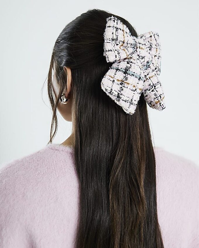 Pink Boucle Bow Hair Clip