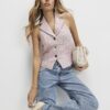 Pink Boucle Collared Halter Neck Waistcoat