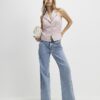 Pink Boucle Collared Halter Neck Waistcoat