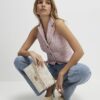Pink Boucle Collared Halter Neck Waistcoat