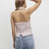 Pink Boucle Collared Halter Neck Waistcoat