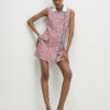 Pink Collared Boucle Whipstitch Mini Dress