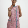 Pink Collared Boucle Whipstitch Mini Dress