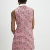 Pink Collared Boucle Whipstitch Mini Dress
