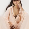 Pink Crinkle Long Sleeve Beach Shirt