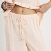 Pink Crinkle Wide Leg Trousers