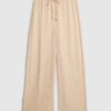 Pink Crinkle Wide Leg Trousers