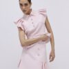 Pink Diamante Pleated Mini Skirt