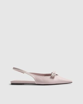 Pink Double Bow Sling Back Flat Shoes Pink Double Bow Sling Back Flat Shoes