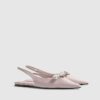 Pink Double Bow Sling Back Flat Shoes