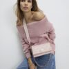 Pink Embossed Monogram Cross Body Bag