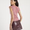 Pink Faux Suede Sleeveless Drape Top