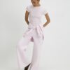 Pink Fitted Ribbed T-shirt