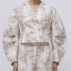 Pink Floral Cocoon Sleeve Boucle Jacket